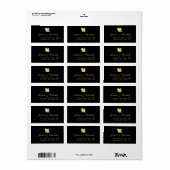 Goud en Zwart Elegant Huwelijksadres Etiket (Full Sheet)