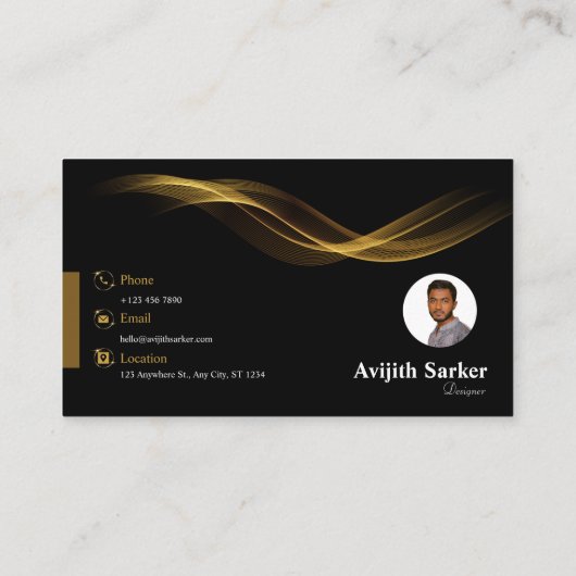 Goud en zwart elegant modern visitekaartje (Achterkant)