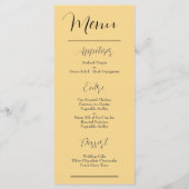 Goud en Zwart Elegant Stijl Bruiloft Menu (Achterkant)