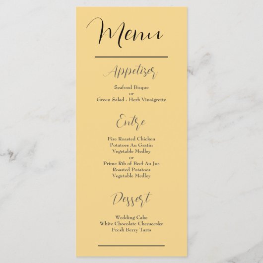 Goud en Zwart Elegant Stijl Bruiloft Menu (Achterkant)