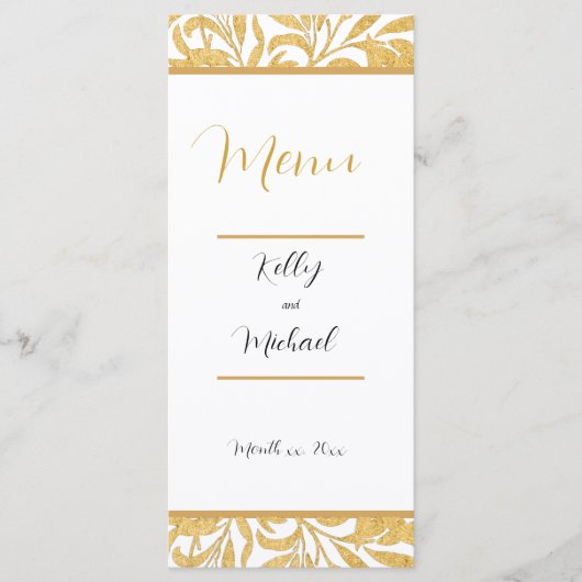 Goud en Zwart Elegant Stijl Bruiloft Menu (Voorkant)