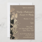 Goud en zwart Elegant Sweet 16 Verjaardag Kaart (Voorkant)