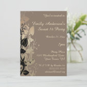 Goud en zwart Elegant Sweet 16 Verjaardag Kaart (Staand voorkant)