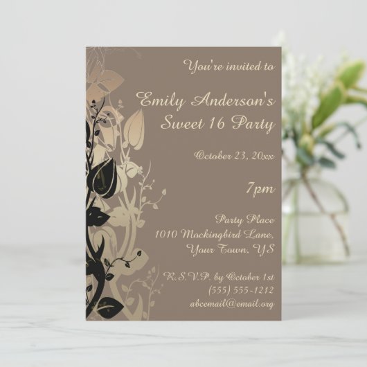 Goud en zwart Elegant Sweet 16 Verjaardag Kaart (Staand voorkant)