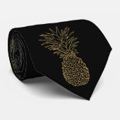 Goud en zwart Elegant tropische ananas Stropdas (Opgerold)