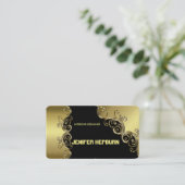 Goud en zwart Elegant Visitekaartjes Monogram (Staand voorkant)