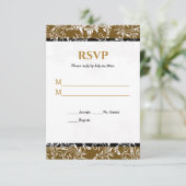 Goud en zwart Elegant Wedding Reply Kaart (Staand voorkant)