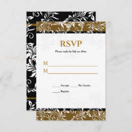 Goud en zwart Elegant Wedding Reply Kaart