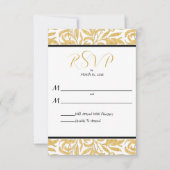 Goud en zwart Elegant Wedding Reply RSVP Kaartje (Voorkant)