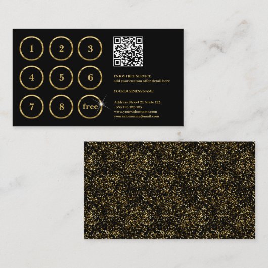 Goud en zwart Elegante QR Code Loyalty Kaart (Voorkant / Achterkant)