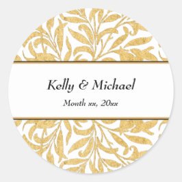 Goud en Zwart Elegante Stijl Bruiloft Klassieke Ro Ronde Sticker
