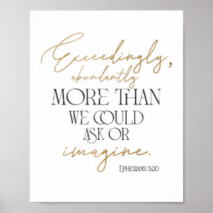 Goud en zwart Ephesians 3:20 Bijbelverse Poster