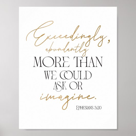 Goud en zwart Ephesians 3:20 Bijbelverse Poster (Voorkant)