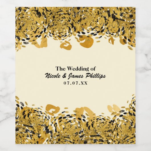 Goud en zwart, exotische Oerwoud Wijn Etiket (Enkel label)