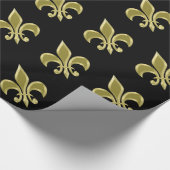 Goud en zwart Fleur-de-Lis inpakpapier (Hoek)