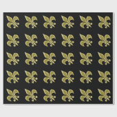 Goud en zwart Fleur-de-Lis inpakpapier (Vlak)