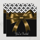 Goud en zwart Fleur de Lis Party Kaart (Voorkant / Achterkant)