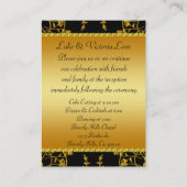 Goud en zwart Floral Weddenschap Informatiekaartje (Achterkant)