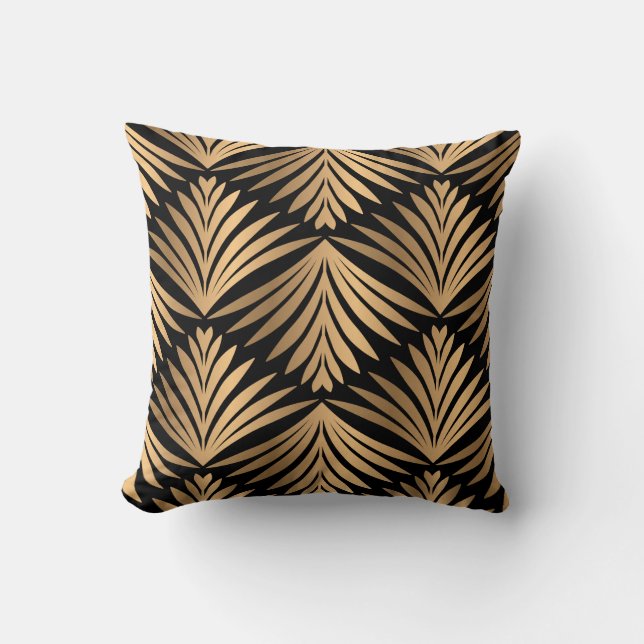  Goud en Zwart Gatsby Retro Art Deco Kussen (Voorkant)