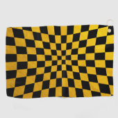 Goud en zwart Gecontroleerd vierkant mozaïekGolfsp Golfhanddoek (Horizontaal)