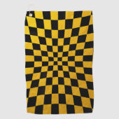 Goud en zwart Gecontroleerd vierkant mozaïekGolfsp Golfhanddoek (Voorkant)