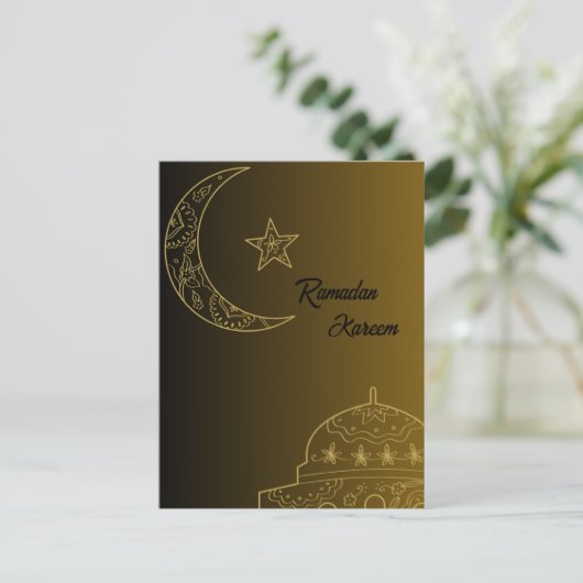 Goud en Zwart Gelukkig Ramadan Kareem 2024 Briefkaart (Staand voorkant)