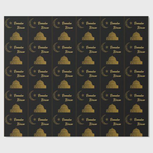 Goud en Zwart Gelukkig Ramadan Kareem 2024 Cadeaupapier (Vlak)