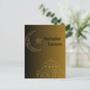 Goud en Zwart Gelukkig Ramadan Kareem 2024 Feestdagenkaart