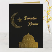 Goud en Zwart Gelukkig Ramadan Kareem 2024 Kaart (Gele Bloem)