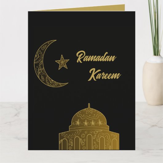 Goud en Zwart Gelukkig Ramadan Kareem 2024 Kaart (Voorkant)