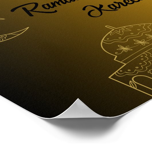 Goud en Zwart Gelukkig Ramadan Kareem 2024 Poster (Hoek)