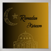 Goud en Zwart Gelukkig Ramadan Kareem 2024 Poster (Voorkant)