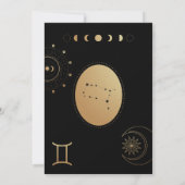 Goud en zwart Gemini Zodiac Baby shower Kaart (Achterkant)