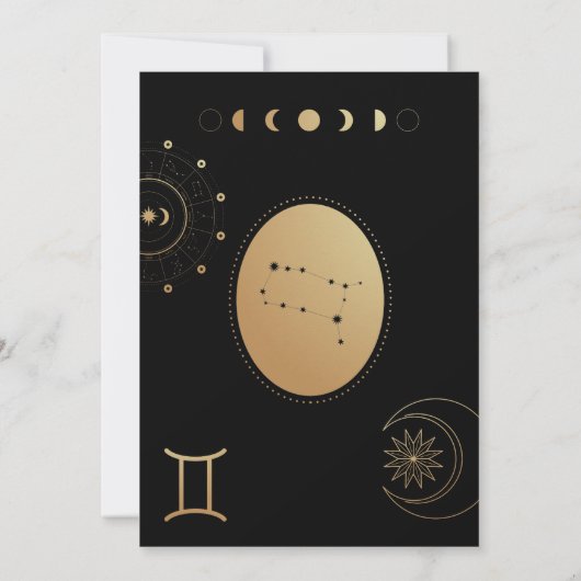 Goud en zwart Gemini Zodiac Baby shower Kaart (Achterkant)