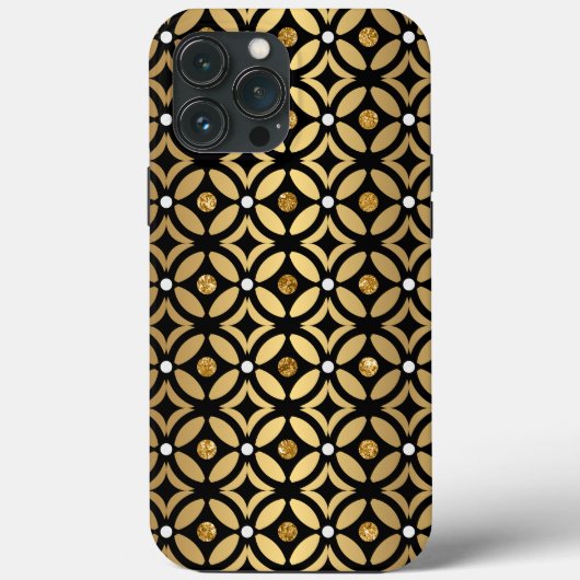 Goud en zwart geometrisch patroon Case-Mate iPhone case (Achterkant)