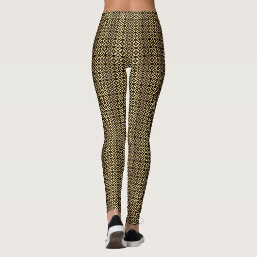 Goud en zwart geometrisch patroon leggings (Achterkant)