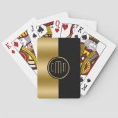 Goud en zwart geometrisch split-screen monogram pokerkaarten (Achterkant)