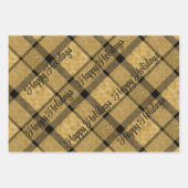 Goud en zwart geplakt met kersttekst inpakpapier vel (Voorkant)