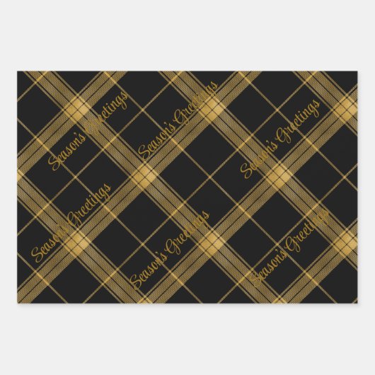 Goud en zwart geplakt met kersttekstomloop inpakpapier vel (Voorkant 2)