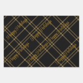 Goud en zwart geplakt met kersttekstomloop inpakpapier vel (Voorkant)