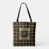 Goud en zwart geruite Elegant gepersonaliseerd Tote Bag (Achterkant)