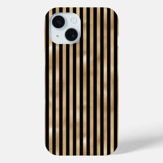Goud en Zwart Gestreept iPhone Hoesje (Achterkant)