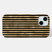 Goud en Zwart Gestreept iPhone Hoesje (Achterkant (horizontaal))