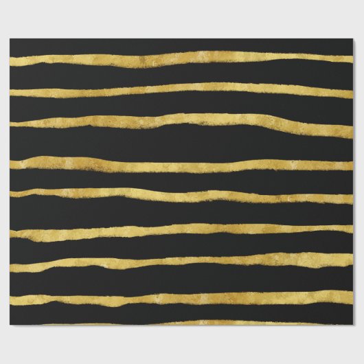 Goud en zwart gestreepte olievlek cadeaupapier (Vlak)
