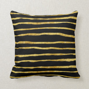Goud en zwart gestreepte olievlek kussen
