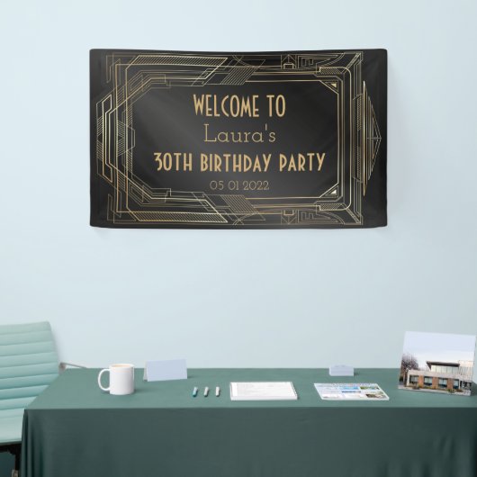 Goud en zwart, geweldige Gatsby Party Banner Back (Beurs)