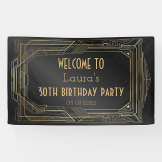 Goud en zwart, geweldige Gatsby Party Banner Back