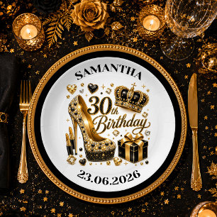 Goud En Zwart Glam 30e Verjaardag Bord Design Luxe