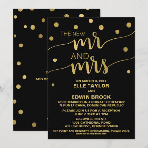 Goud en Zwart   Glam Elopement Ontvangst Kaart
