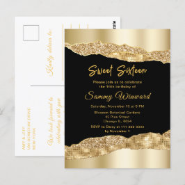 Goud en zwart Glam Scheuren Sweet Sixteen Briefkaart